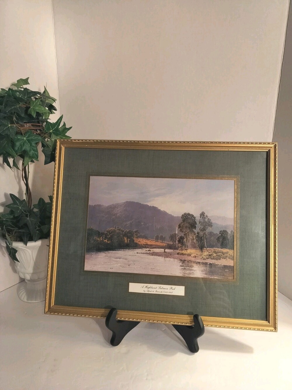 Framed Vintage Reproduction Print by Alfred Breanski - "A Highland Salmon